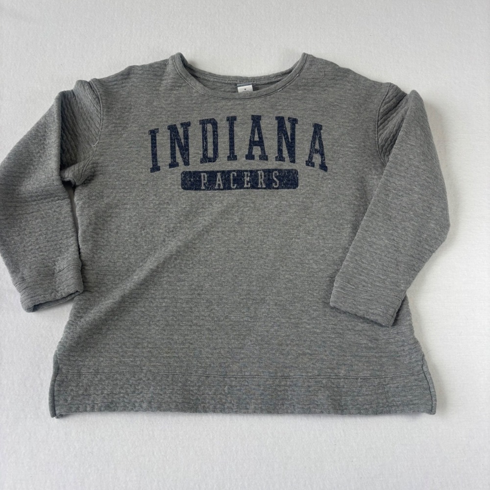 Liv Casual Indiana Pacers Gray Textured Quilted Sweatshirt Womens Medium NBA